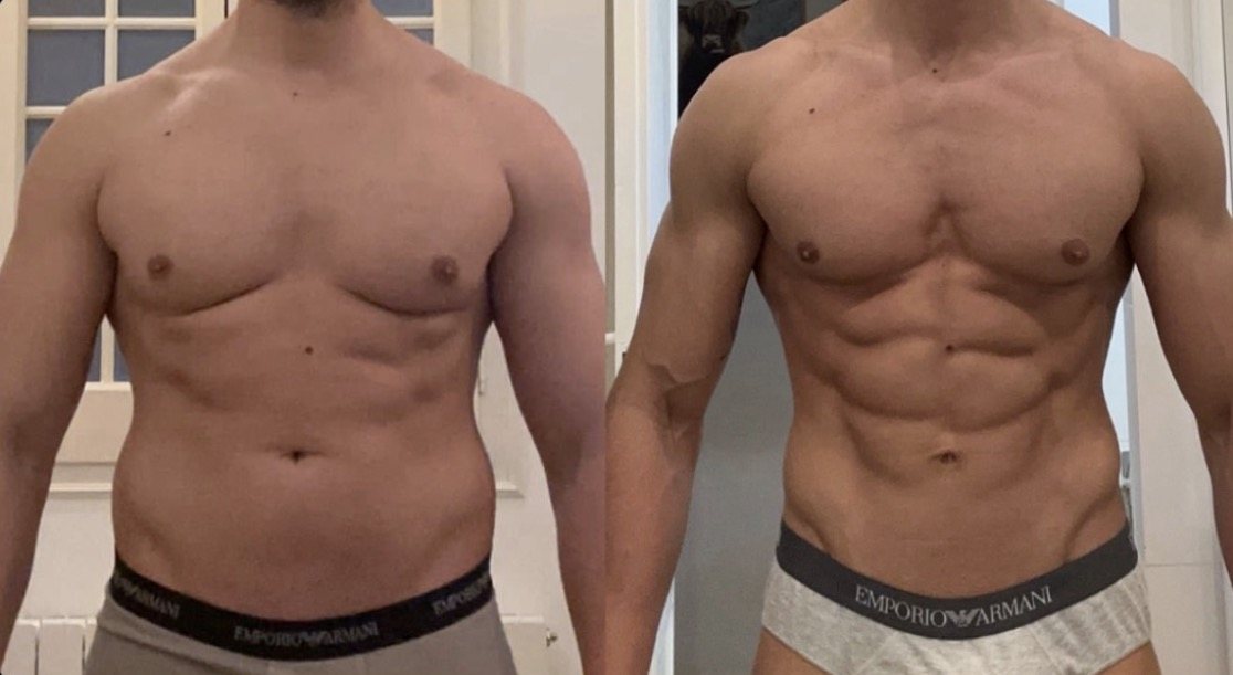 Client before and after training with EMS