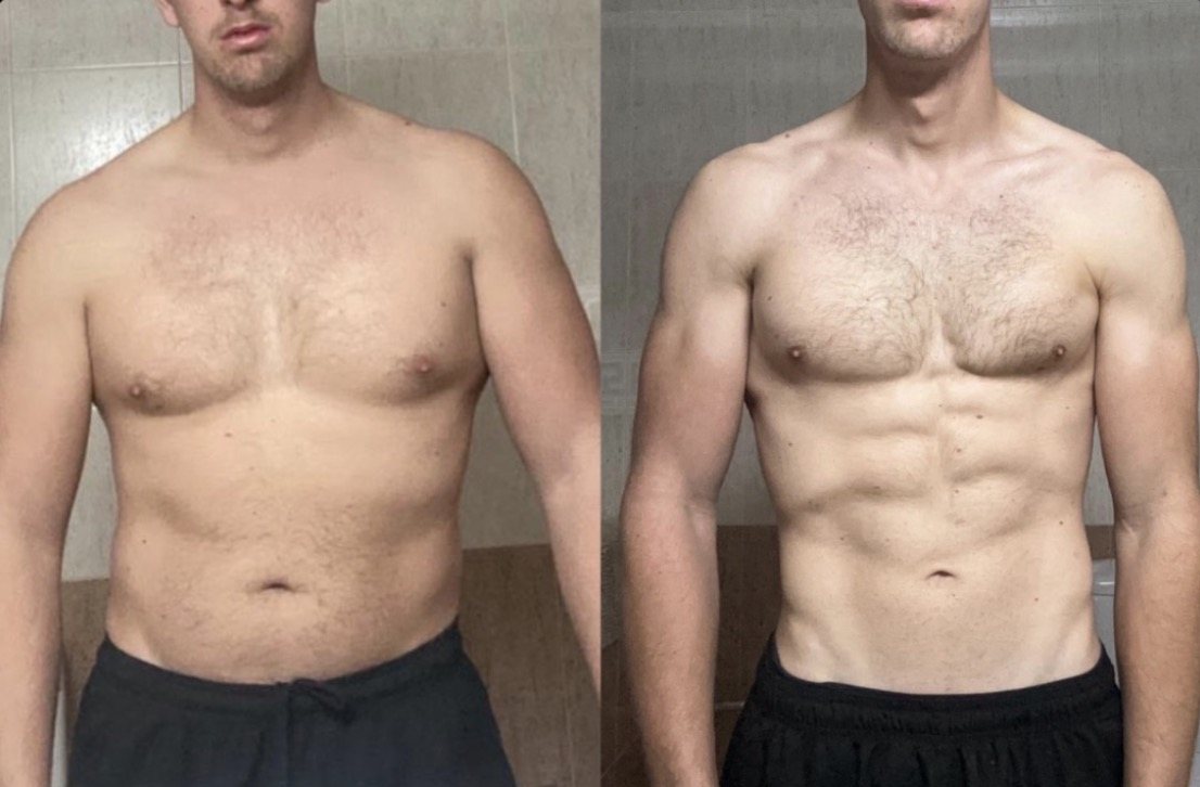 Client before and after training with EMS
